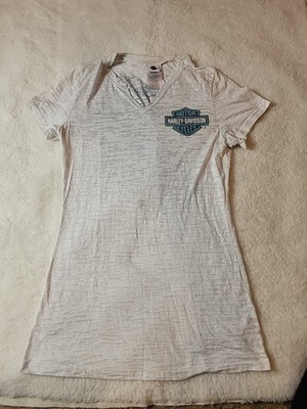Harley Davidson Shirt Womens Worth Kansas City MO Burn Out Large Angel Wings